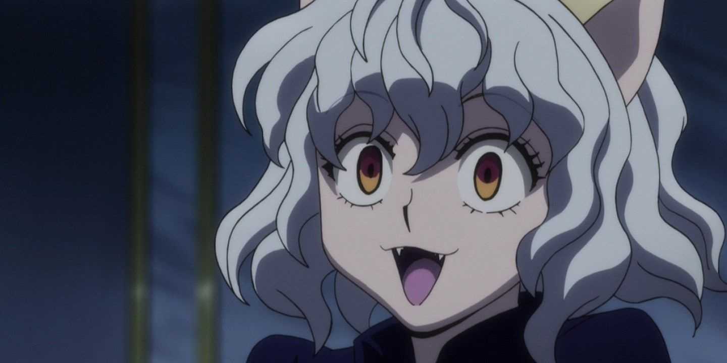 Neferpitou Smiles after being praised by Meruem in Hunter x Hunter.