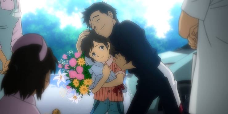 evangelion rebuild toji hug flowers