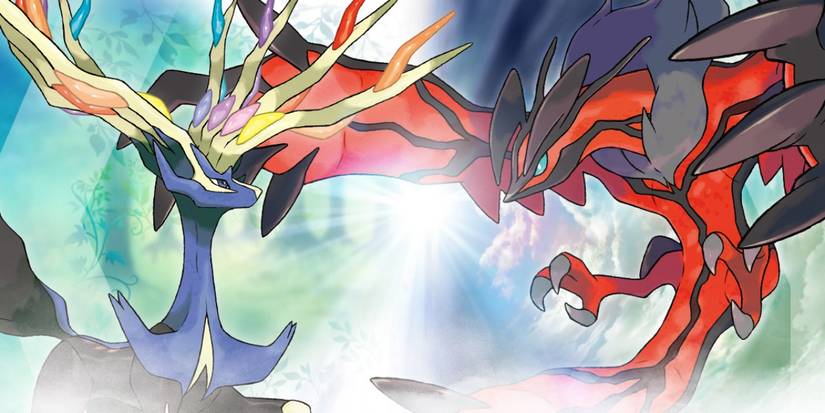 The mascot Legendary Pokémon Xerneas and Yveltal in Pokémon X and Y key art.