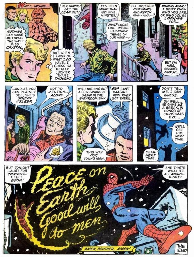 Spider-Man and Human Torch Start Sandman on a Path to Redemption on Xmas
