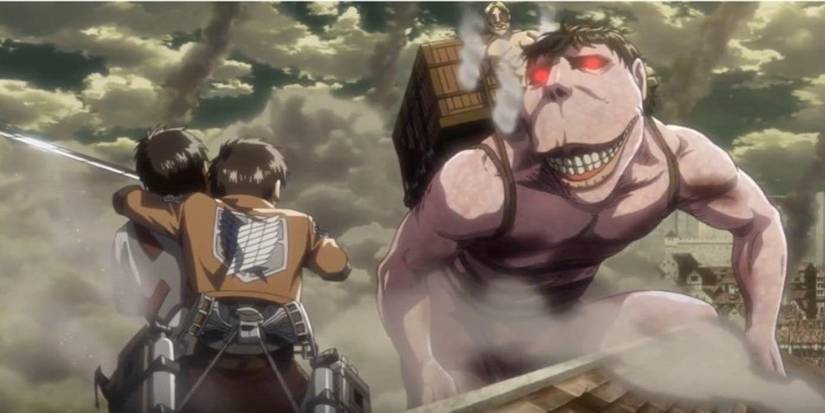 Cart Titan attacks soldiers in Attack on Titan