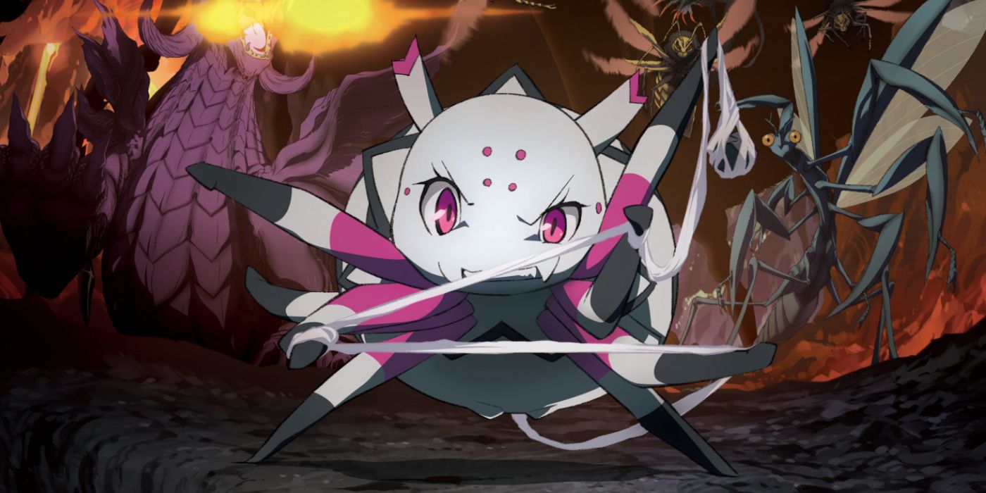 Protagonista em forma de aranha na série So I'm a Spider, So What?