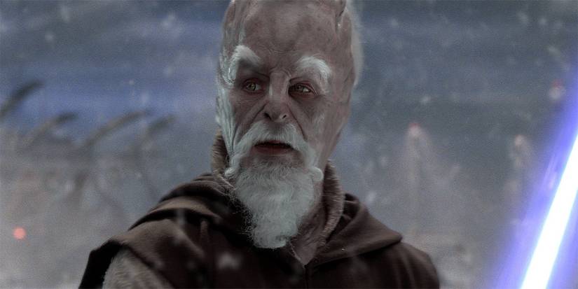 Jedi Master Ki-Adi-Mundi with a blue lightsaber before his death in Star Wars: Episode III - Revenge of the Sith.