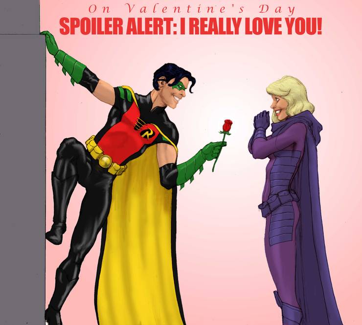 Line it is Drawn: 6 Comic Book Superheroes Valentine's Day Cards 9 Image result for robin and spoiler burger valentines card