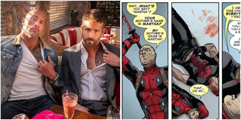 ryan reynolds and The Rock joking around