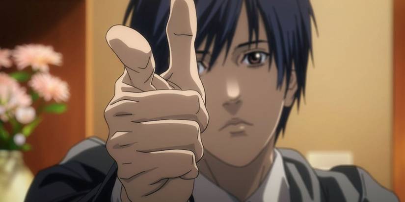 Hiro Shishigami points at a victim in Inuyashiki.