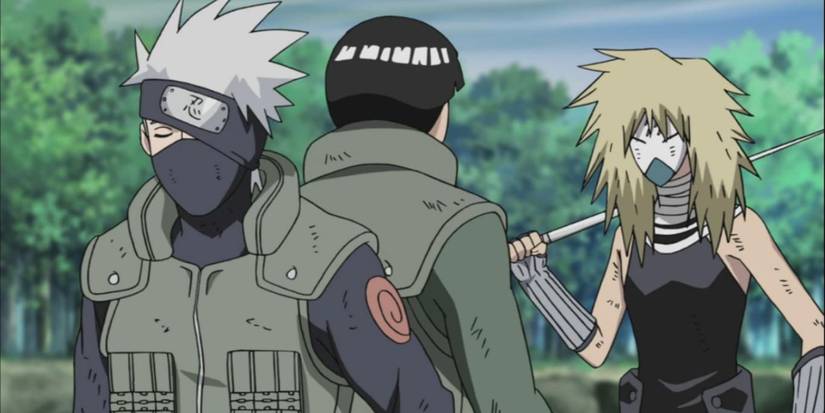 guy helps kakashi fight seven ninja swordsmen