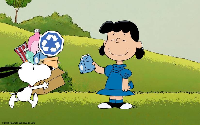 Snoopy Creates a Recycled Birdhouse in a Peanuts Earth Day Celebration
