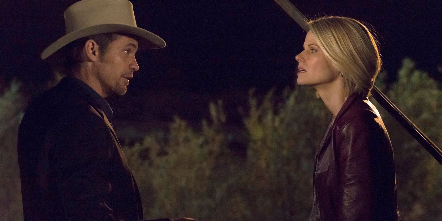 Timothy Olyphant as Raylan and Joelle Carter as Ava in Justified