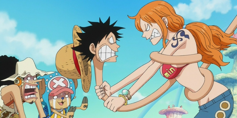 Monkey D. Luffy gets Strangled by Nami in One Piece