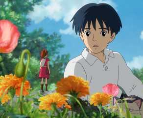 Shawn/Sho discovers Arietty in a field of flowers in The Secret World of Arietty.