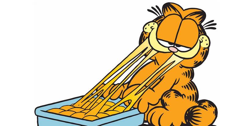 garfield eating lasagna