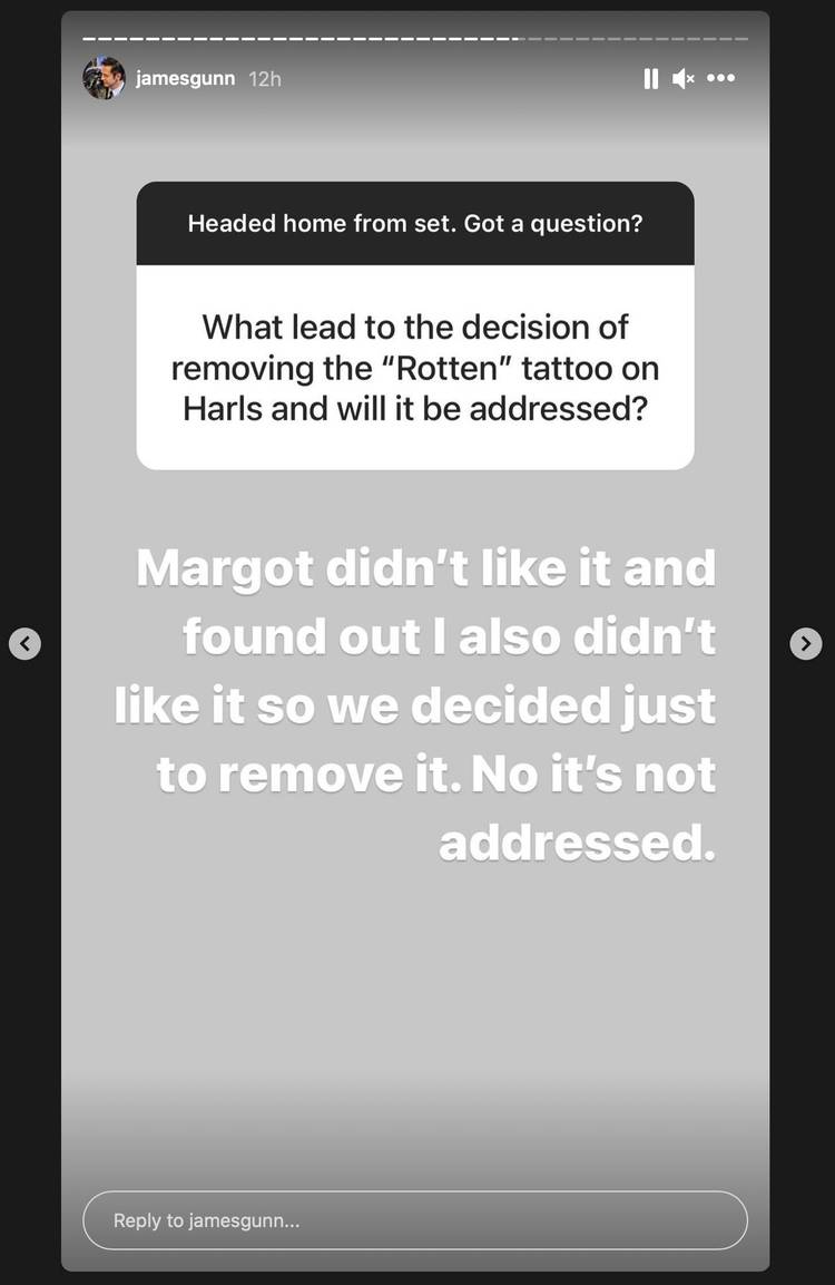 Robbuie Rotten Why Harley Quinn's Rotten Tattoo Is Gone in The Suicide Squad