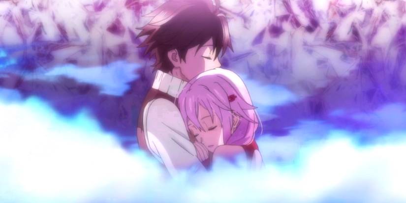Shu e Inori se abraçam no episódio final de Guilty Crown.