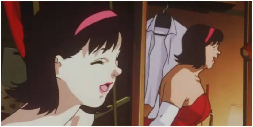 Rumi dressed as Mima smiling from Perfect Blue