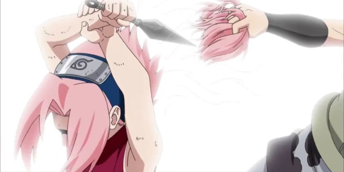 Sakura Cutting Her Hair Cropped