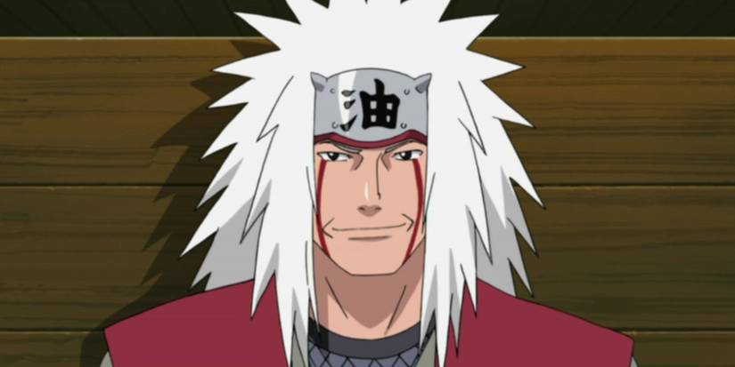 Naruto - Jiraiya Smiles Standing Against A Wooden Wall