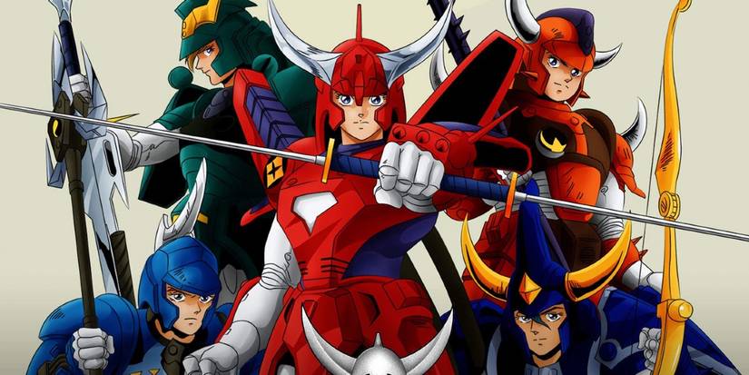 The five Ronin Warriors pose in their color-coded armor.