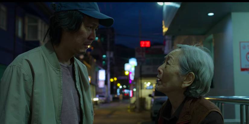 Gi-hun's mother with Gi-hun in Squid Game