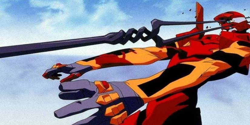 The Spear of Longinus stabs an Eva in Neon Genesis Evangelion