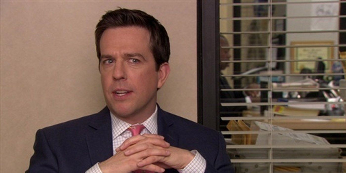 Andy Bernard, played by Ed Helms, looking confused in a talking head in The Office