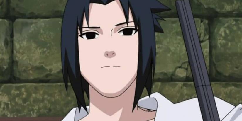sasuke from Naruto sitting with his sword