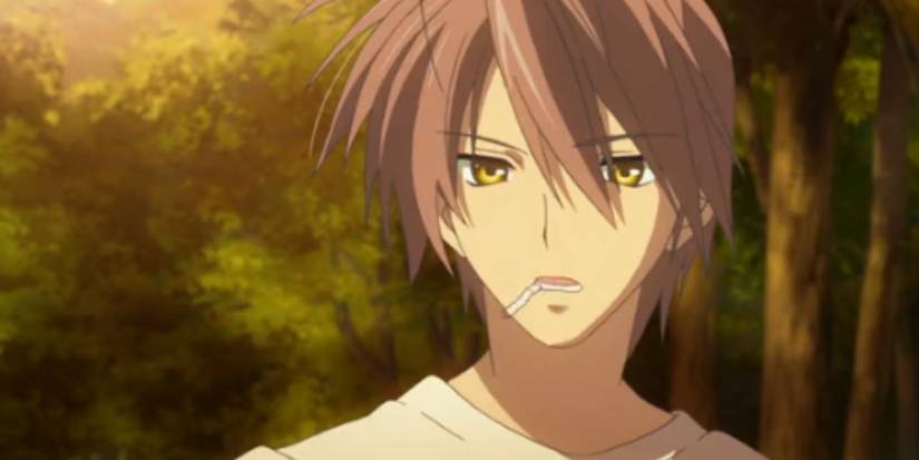 Akio Furukawa (Clannad) avec une cigarette à la bouche