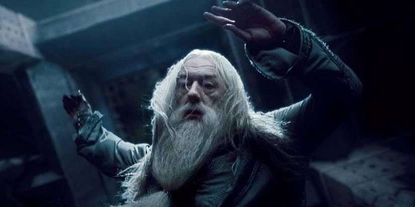Dumbledore falling to his death after being killed by Snape in Harry Potter and the Half-Blood Prince.