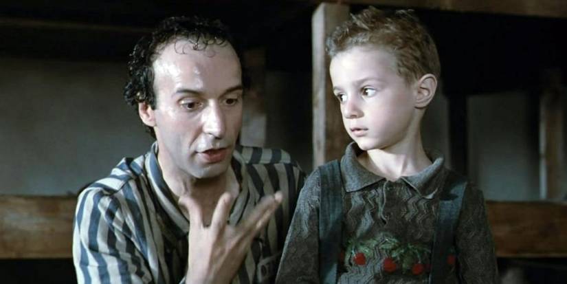 Guido talks to his son Giosuè in Life Is Beautiful