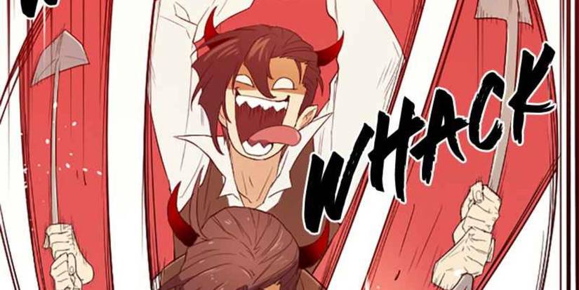 Lloyd looks demonic in The Greatest Estate Developer as he swings a shovel.