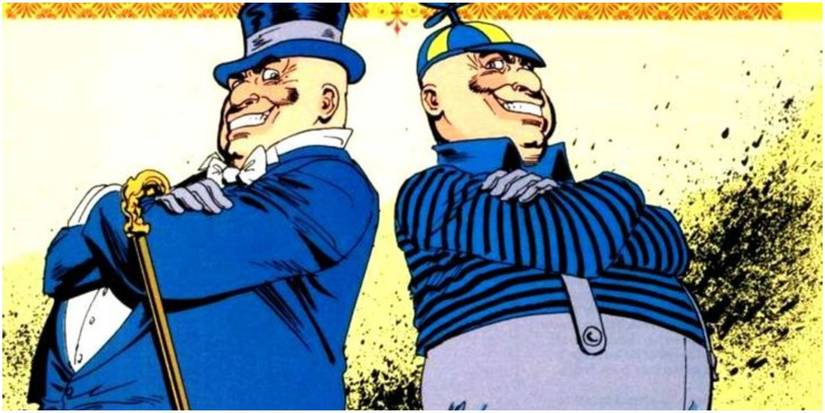 An image of the DC Comics villains and cousins Tweedledum and Tweedledee. 