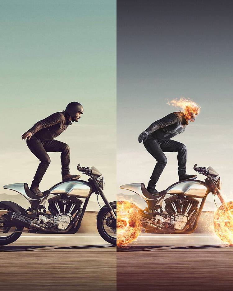 Keanu Reeves Channels Evel Knievel as Ghost Rider in Fiery Fan Art