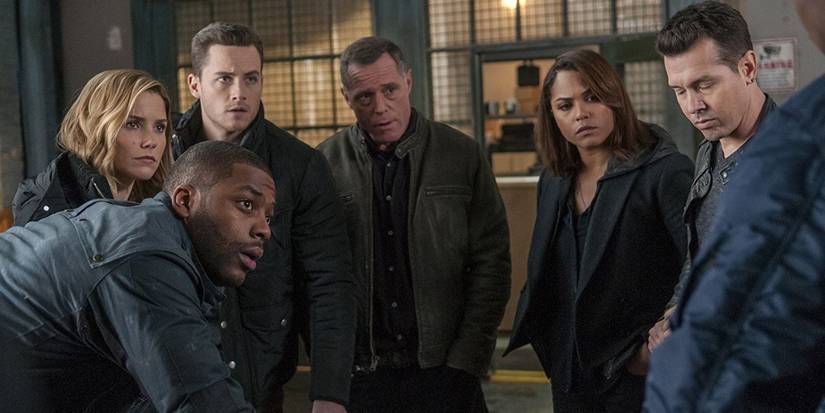Chicago P.D. cast with Dawson from Chicago Fire