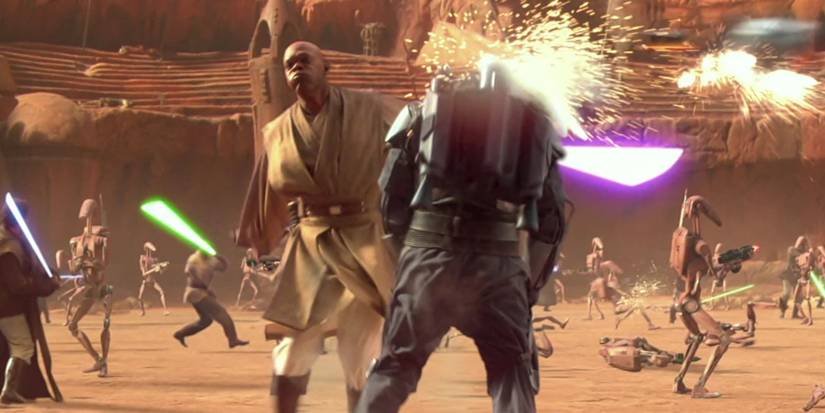Mace Windu kills Jango Fett on Geonosis, in Star Wars: Attack of the Clones