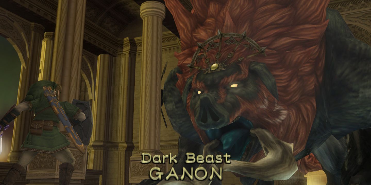 Dark Beast Ganon y Link se enfrentan en The Legend of Zelda: Twilight Princess.