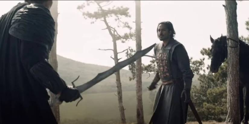 Vilgefortz and Cahir duel at Sodden Hill in Netflix the Witcher