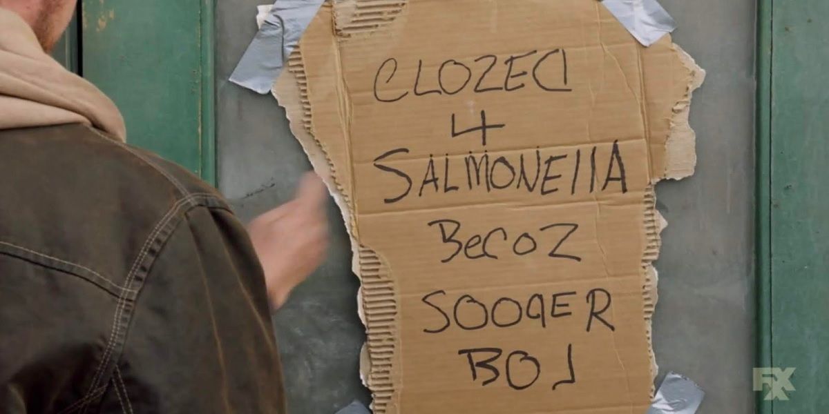 Charlie's hand-written sign saying the bar is closed in It's Always Sunny in Philadelphia