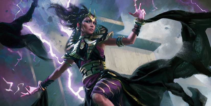 A Dungeons & Dragons flying warlock using dark magic in DnD 5e