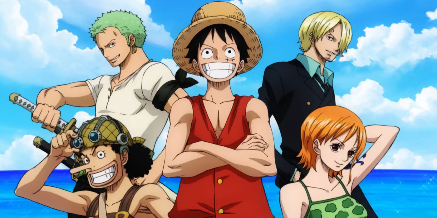 The East Blue 5 from One Piece: Usopp, Nami, Zoro, Sanji and Monkey D. Luffy