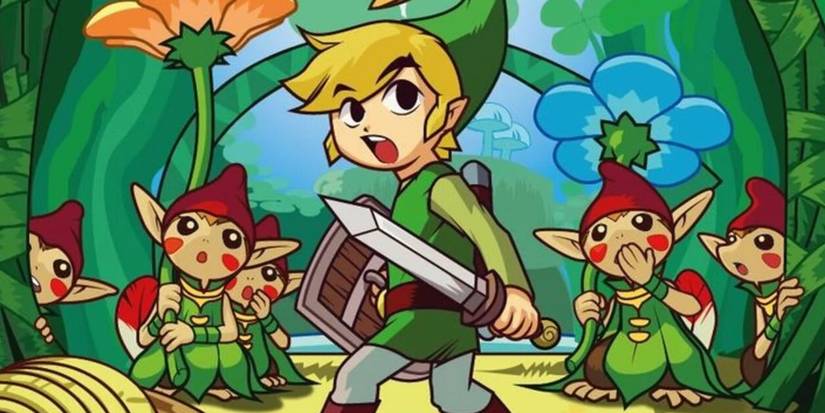 Link in the promo art for The Legend of Zelda: Minish Cap.