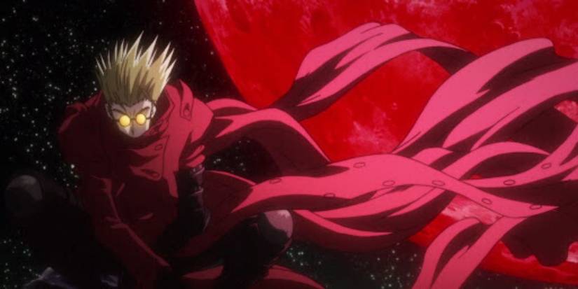 Vash the Stampede is posing in the opening of Trigun