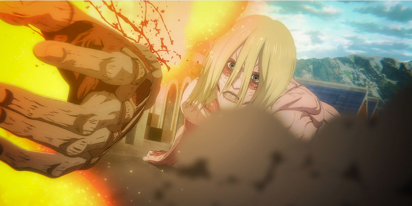 Shingeki no Kyojin Episódio 86 - Retrospectiva Reiner e Annie lutam em  Attack on Titan