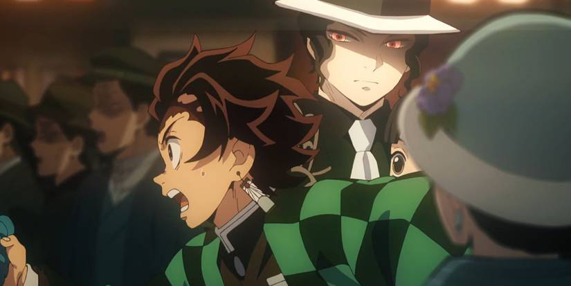 Tanjiro runs past Muzan in Demon Slayer