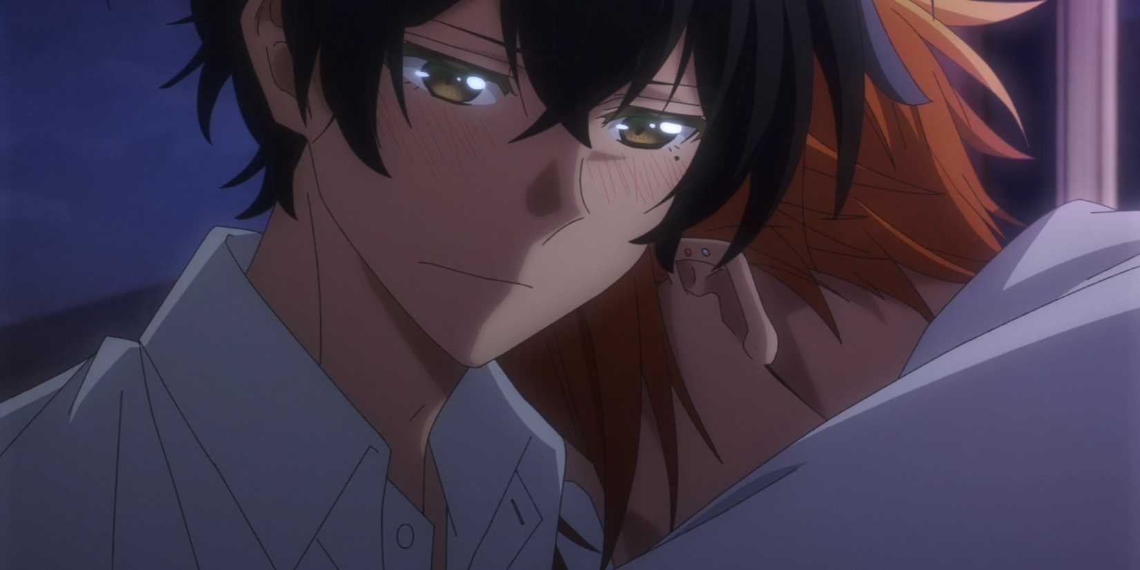 Sasaki being vulnerable in front of Miyano in Sasaki and Miyano