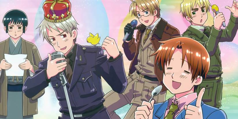 Prussia, Italy, America, England, and Japan sing karaoke in Hetalia Axis Powers