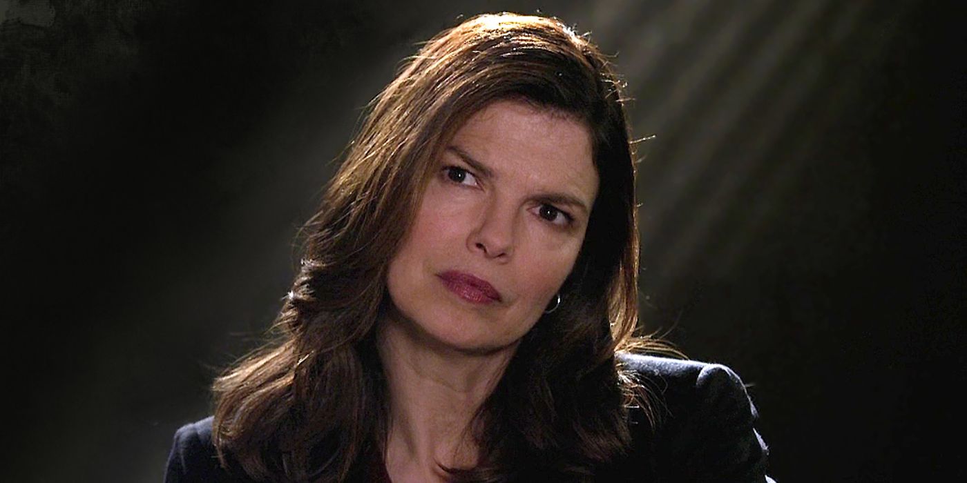 Um close-up de Alex Blake (Jeanne Tripplehorn) no episódio 19 da 8ª temporada de Criminal Minds, episódio "Pay it Forward"