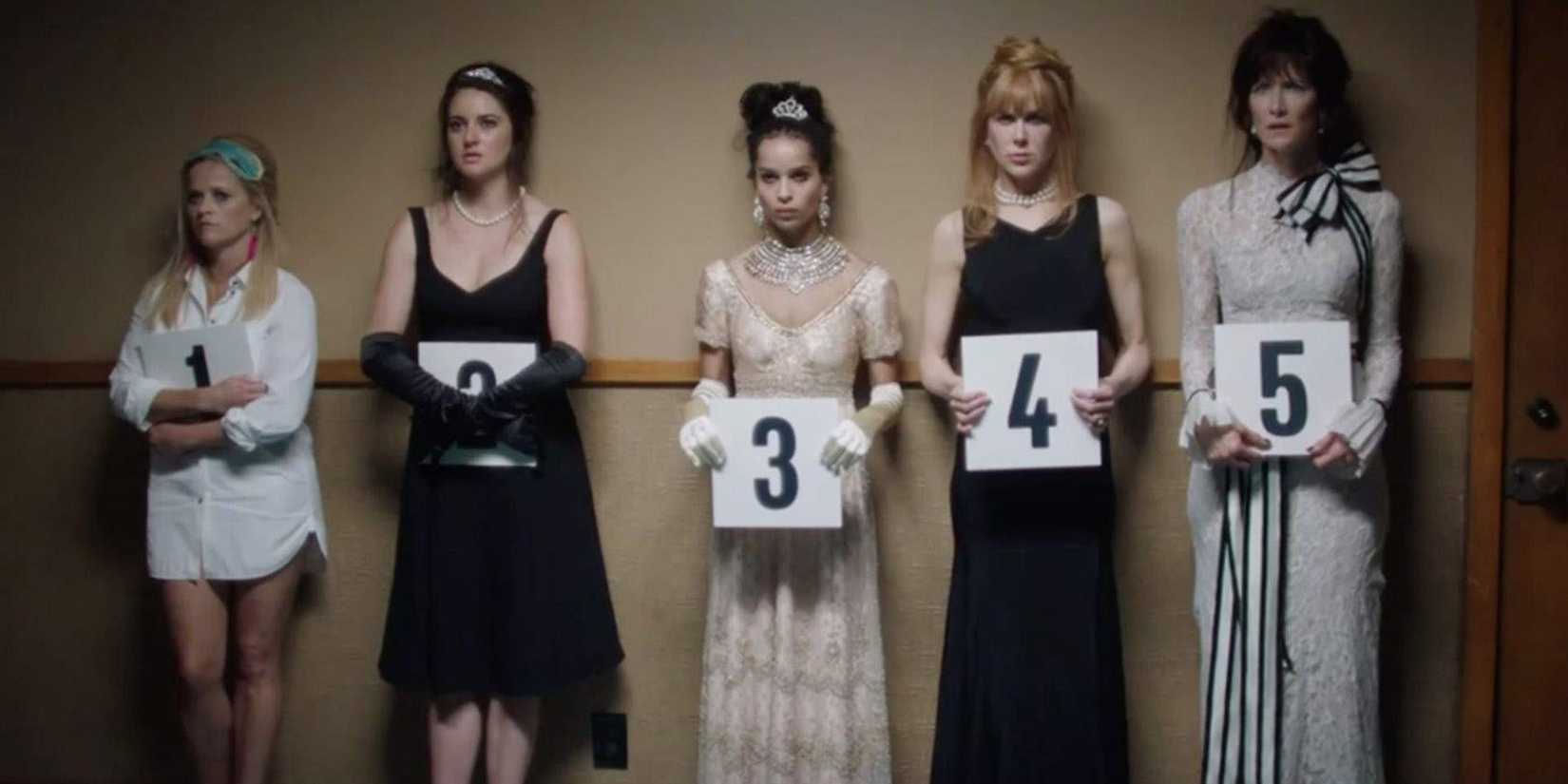 The women of Big Little Lies parade in front of the police