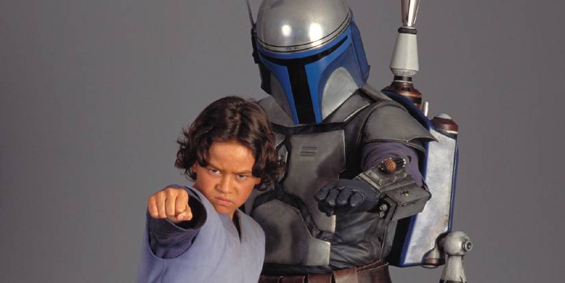 A young Boba and Jango Fett