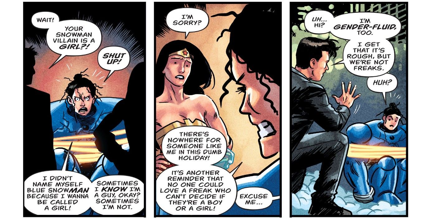 DC Love is a Battlefield Bittersweet Wonder Woman villain Blue Snowman confirmed as gender fluid
