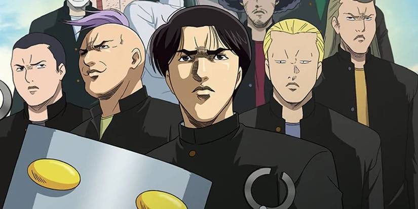 Takashi and his fellow schoolmates in Cromartie High School.